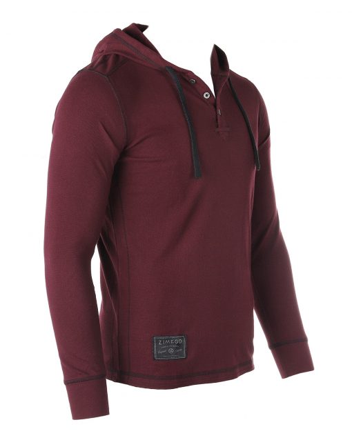 ZIMEGO Mens Vintage Dyed Thermal Long Sleeve Lightweight Fashion Hooded Henley - Image 2