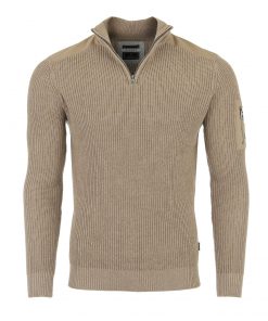 ZIMEGO Mens Long Sleeve Pullover Quarter Zip Mock Neck Polo Sweater