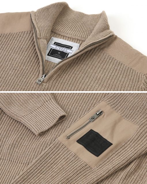 ZIMEGO Mens Long Sleeve Pullover Quarter Zip Mock Neck Polo Sweater - Image 4