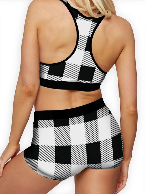 Black White Plaid Ellie Sports Bra - Image 2
