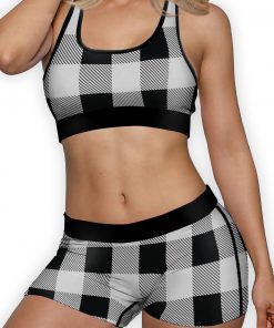 Black White Plaid Ellie Sports Bra