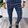 Men Basic Mid-Waist Plaid Printed Color checkered Suit Pants