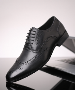 Men Leisure Leather Business Classic Carving Black Shoes