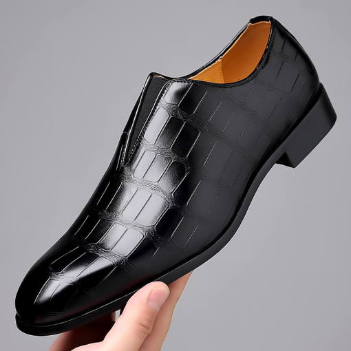 Men's Fashion Stone Pattern Zipper Leather Shoes - Image 2