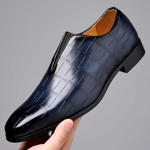 Men's Fashion Stone Pattern Zipper Leather Shoes - Image 4