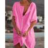 Loose Solid Color Short -Sleeved Blouse in exotic colors beach ready