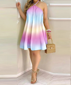 Exotic prints and colors in a Halter Neck Loose Dress