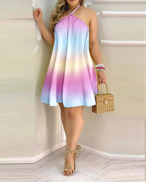 Exotic prints and colors in a Halter Neck Loose Dress
