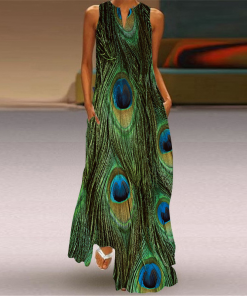 Women Vintage Printed Long Skirt Dress