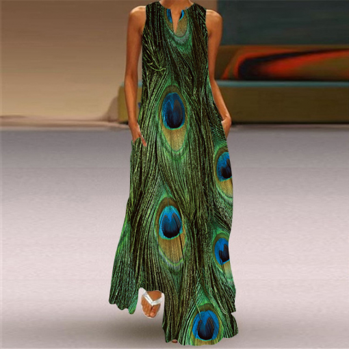 Women Vintage Printed Long Skirt Dress