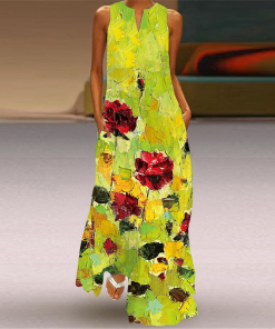 Women Vintage Printed Long Skirt Dress