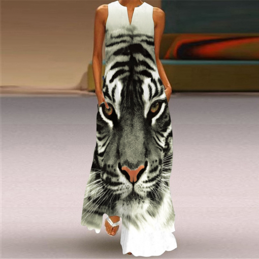 Women Vintage Printed Long Skirt Dress