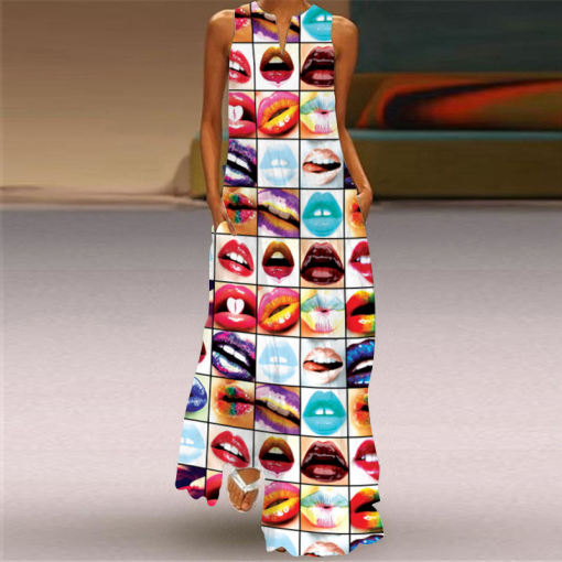 Women Vintage Printed Long Skirt Dress