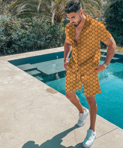Casual Men's Shorts and Shirt Beach Set. Two Pieces