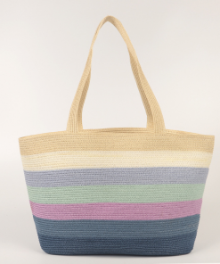 Alternative view of Ladies Stripe Contrast Straw Hat + Straw Bag Set