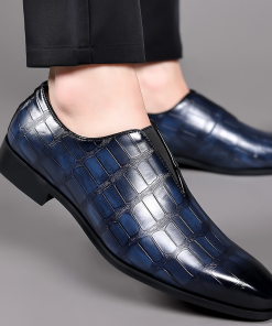 Men's Fashion Stone Pattern Zipper Leather Shoes