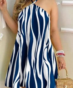 Exotic prints and colors in a Halter Neck Loose Dress