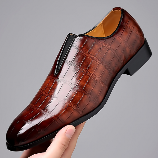 Men's Fashion Stone Pattern Zipper Leather Shoes - Image 8