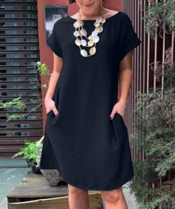 Alternative view of Women Round Neck Short-Sleeved Casual Dress