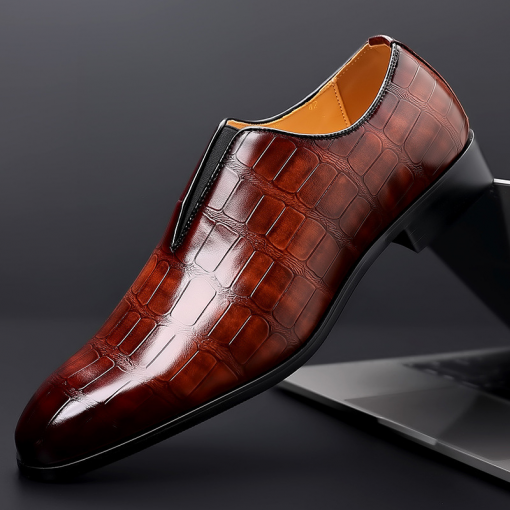 Men's Fashion Stone Pattern Zipper Leather Shoes - Image 10