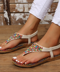 Alternative view of Women Fashion Round Toe Comfortable Casual Thong Ethnic Style Beach Sandals Large Size