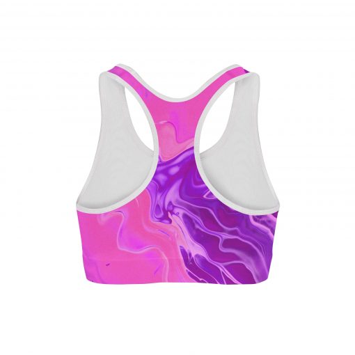 Hot Pink Liquid Sports Bra - Image 2