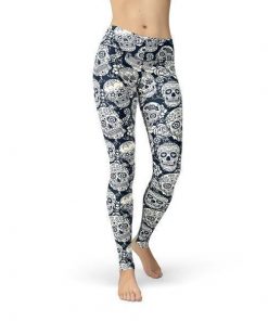 Beverly Black White Skulls Leggings