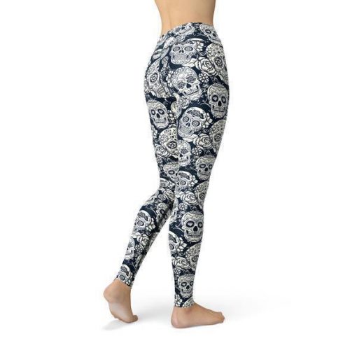 Beverly Black White Skulls Leggings - Image 2