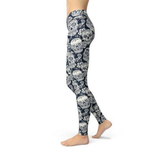 Beverly Black White Skulls Leggings - Image 3