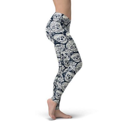 Beverly Black White Skulls Leggings - Image 4