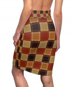 Alternative view of Womens Pencil Skirt, High Waist Stretch, Checker Brown