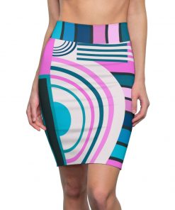 Womens Skirt, Pink and Blue High Waist Pencil Skirt, S19817