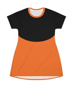 Alternative view of Womens T-Shirt Dress, Half Curve Black - Orange